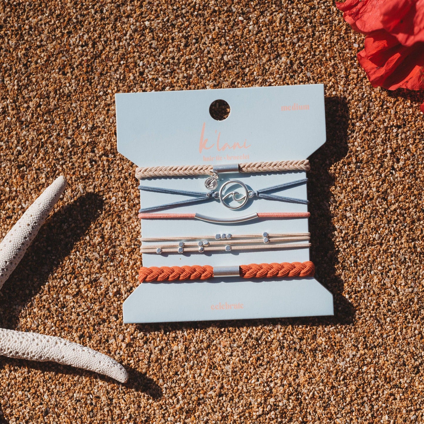 "Celebrate" Silver Wave Charm Hair Tie Bracelets